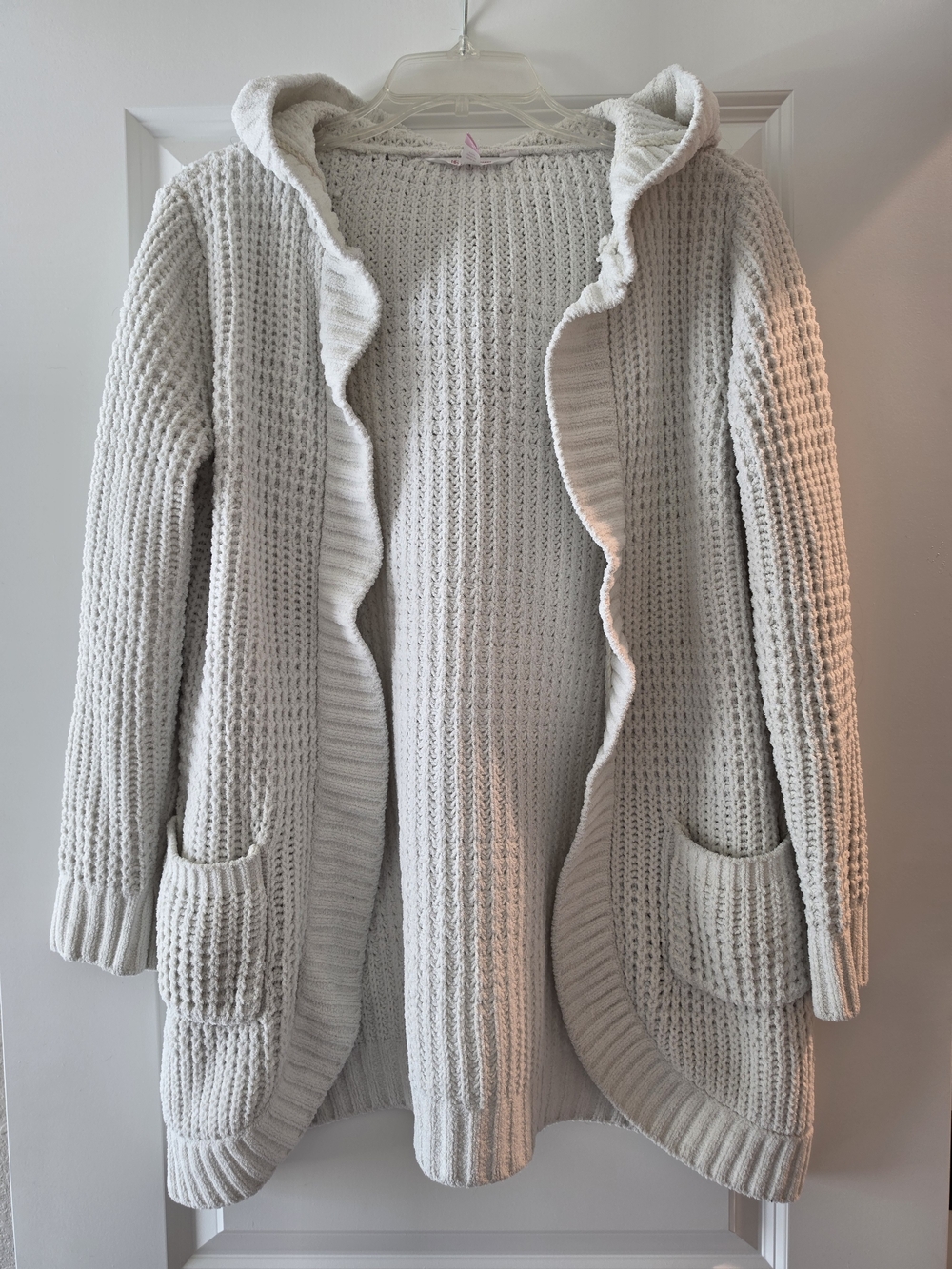 No Boundaries Cream Hooded Open Cardigan with Pockets, Medium